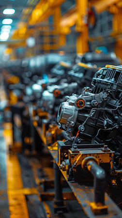 Production assembly line used in the auto plant to make enginesの素材