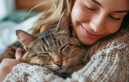 joyful individuals at home with a beloved pet, affection, and camaraderie between people and animals pragmaの素材