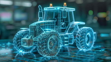 A contemporary agricultural vehicle hologramの素材