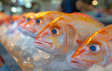 Fresh seafood obtained in a conventional food marketの素材