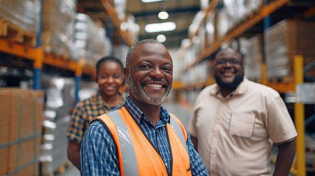 An image of contented warehouse managersの素材