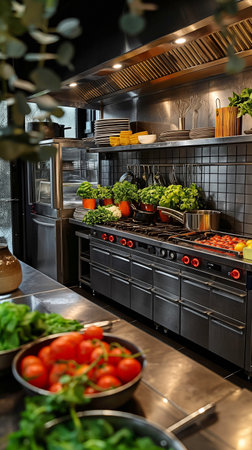 equipment within the kitchen of a restaurant.の素材