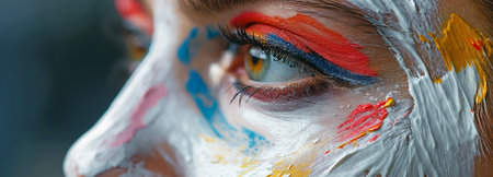 painting the woman's face and body with paintの素材