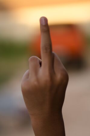 Hand symbolic sense Evening light beauty beautiful background blur.の写真素材