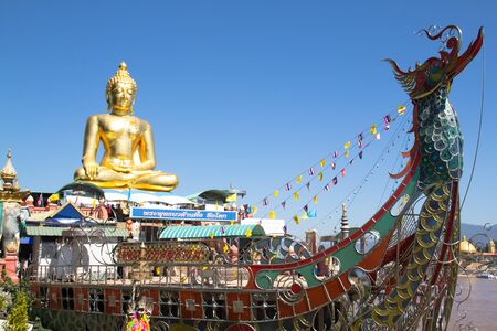 The Golden Buddha view at Golden Triangle Thailandの写真素材