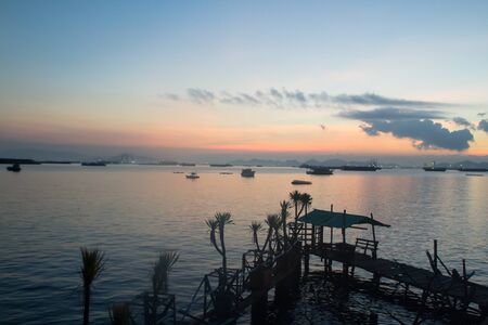 the light blue sky on the sunset morning.の写真素材