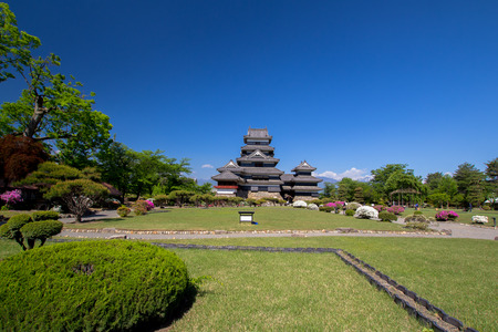 The Matsumoto castle Landscape view in the blue sky day, Japanのeditorial素材