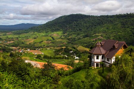 The mountain landscape view at Khao Kho, Thailand.の写真素材