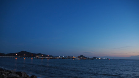 sand beach in the sunsetの写真素材