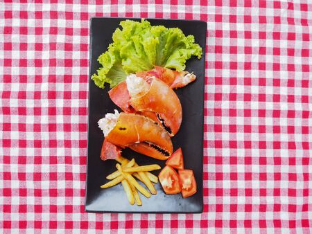 Steamed lobster claw and vegetable, seafoodの写真素材
