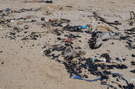 Effects of oil spill and marine debris on the sand beach