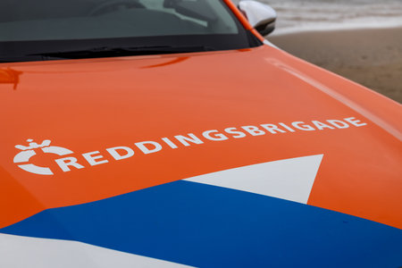 Noordwijk aan Zee, Netherlands - September 24 2022: Car of the rescue brigade on the beach of Noordwijk aan Zee, Netherlandsのeditorial素材