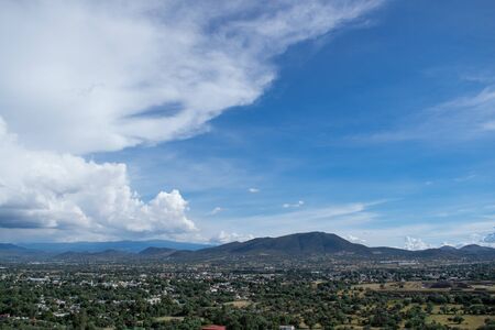 view of the surroundings of the pyramids of Teotihuacan from the top of the pyramid of the sunの写真素材