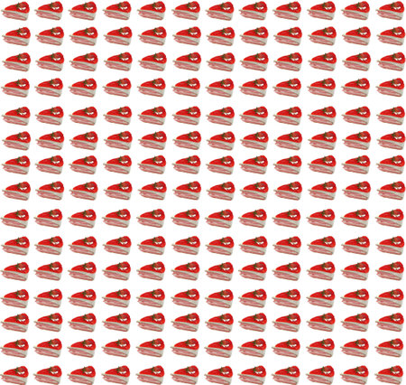 Illustration of identical strawberry cakes arranged in a beautiful row.の写真素材