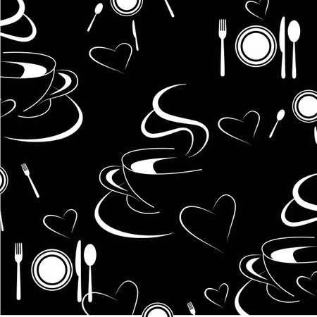 pattern of coffee black, simple design, vector patter of coffee, good for wall decorationのイラスト素材