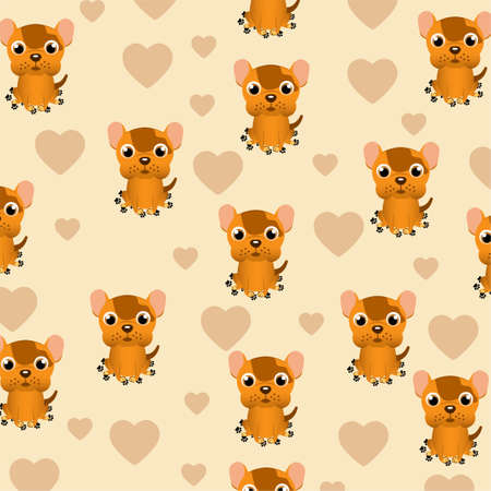pattern cute little dog is simple design, cute little dog vector patter, great for wall and t-shirt decorationのイラスト素材