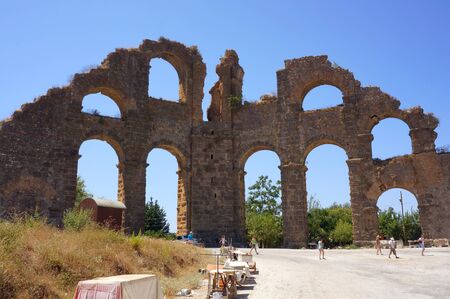 Ruins of an ancient Roman aqueductの写真素材