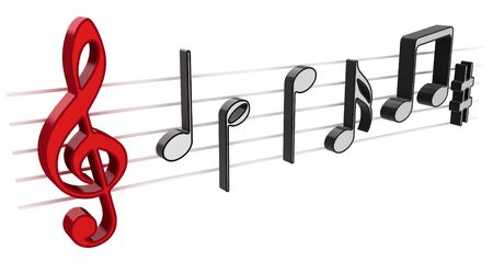 3D music notes on white backgroundの写真素材
