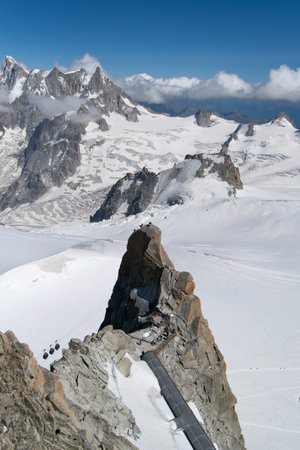 Climbing near Aguille du Midi, Chamonix, Franceの写真素材