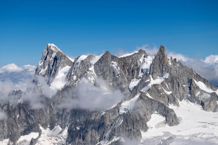 Mountains of the Mont Blanc Massif, Chamonix, Franceの写真素材