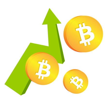 Crypto market going up, Bitcoin price increaseのイラスト素材