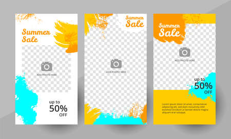 Social media summer sale story post template, editable social media template. Background for social media summer sale story design vector. Stories Template. Vector illustration.のイラスト素材