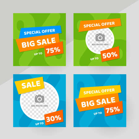 Social media promo sale post template, editable social media template. Background for social media promotion sale design vector. Posts Template. Vector illustration.のイラスト素材