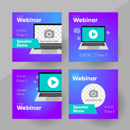 Webinar social media post template. Background and illustration for social media banner design in vector.のイラスト素材