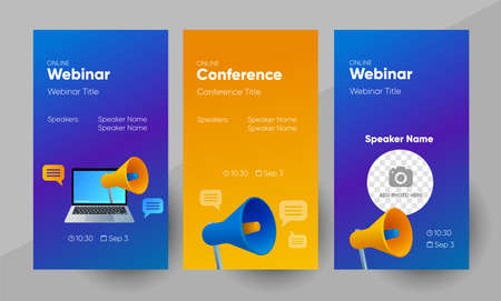 Social media story or post template for webinar, conference, event or any other announcement. Background and illustration for social media banner design in vector.のイラスト素材