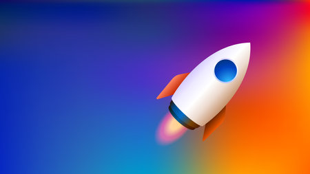Business background with startup concept. Blue and orange target illustration for website or poster. Vector illustrationのイラスト素材