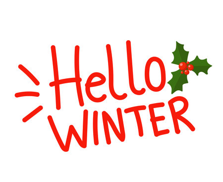 Hello winter lettering. Winter logo and emblem for invitation, greeting card, t-shirt, prints and posters. Hand drawn winter inspiration phrase. Vector illustrationのイラスト素材