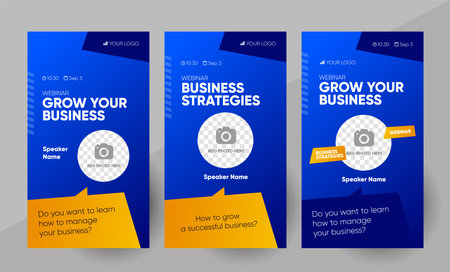 Business webinar social media post template. Background and illustration for social media banner design in vector.のイラスト素材