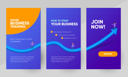 Business marketing training webinar social media story carousel banner. Background and illustration for social media banner carousel banner in vector.のイラスト素材