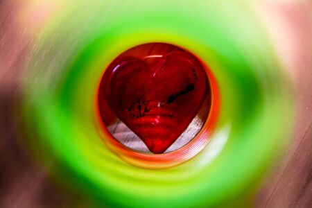 Ti amo, I love you in Italian language. Red heart with abstract backgroundの写真素材