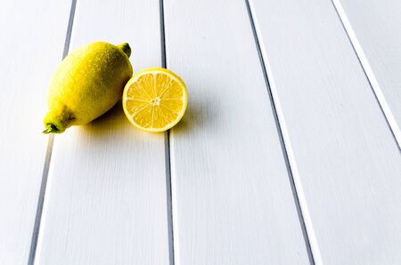 Lemon isolated on white background. Healthy and balanced foodの写真素材