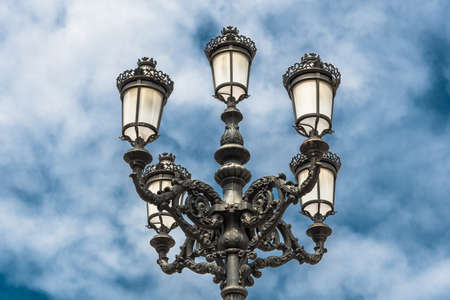 Lamppost in the Plaza de Maria Pita in A CoruÃ±a, Galicia, Spain