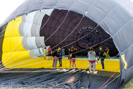 Igualada, Barcelona, July 10, 2020. 24rd European Balloon Festival. Concentration of aerostatic balloonsのeditorial素材