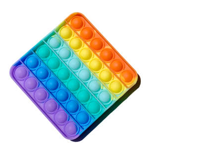 Sensory anti stress toy Pop it Fidget Toy Colorful, on white background. Copy spaceの写真素材