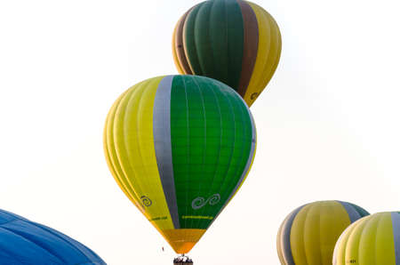Igualada, Barcelona, July 10, 2021. 25rd European Balloon Festival. Concentration of aerostatic balloonsのeditorial素材