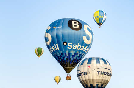 Igualada, Barcelona, July 10, 2021. 25rd European Balloon Festival. Concentration of aerostatic balloonsのeditorial素材