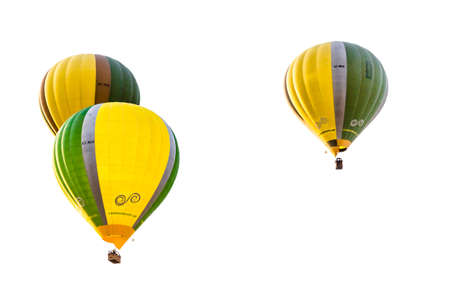 Igualada, Barcelona, July 10, 2021. 25rd European Balloon Festival. Concentration of aerostatic balloonsのeditorial素材