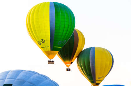 Igualada, Barcelona, July 10, 2021. 25rd European Balloon Festival. Concentration of aerostatic balloonsのeditorial素材