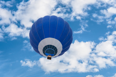 Hot air balloon flight over blue sky. European hot air balloon festival.の写真素材