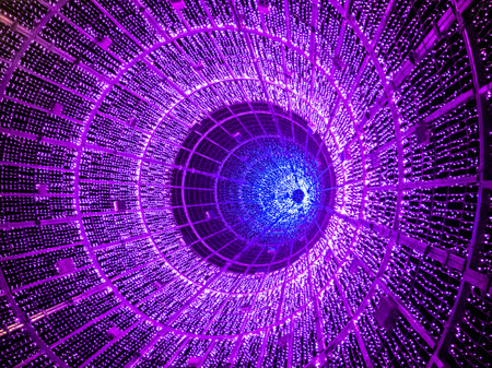 Hundreds of colored illuminated led lightsの写真素材