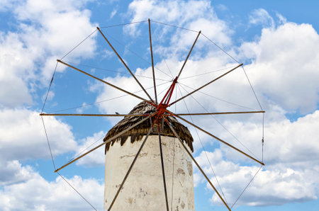 Windmills on the island of Mykonos, in the Cyclades archipelago, Aegean sea, Greece
