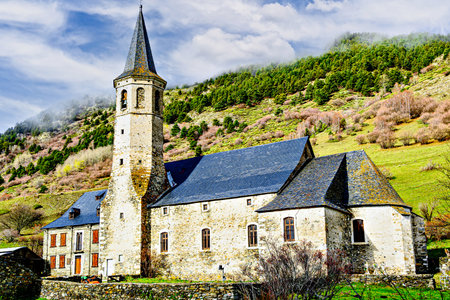 Montgarri Sanctuary, located in the municipality of Alto Aran in the Lerida Pyrenees, Catalonia,...