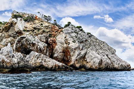Beautiful image of the Medes Islands, a natural reserve, a small archipelago located in the Mediterranean, near Montgri and l'Estartit, Girona, Cataloniaの写真素材