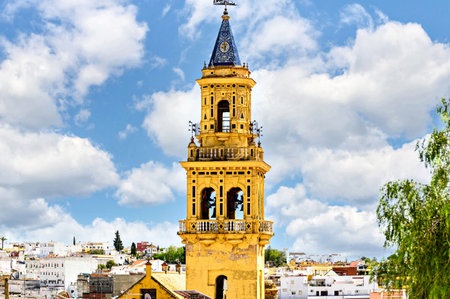 Tower, bell tower of the church of Santiago de AlcalÃ¡ de GuadaÃ­ra, located in the Plaza del Derribo. Sevilleの写真素材