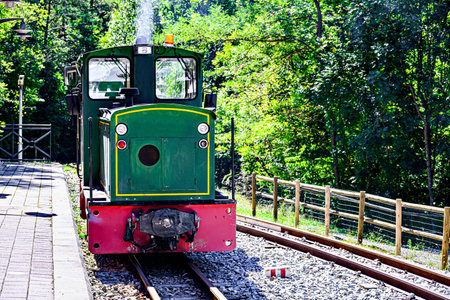 Old railway on the tracks between the trees of the nature of Pobla de Lillet in BergadÃ¡,...