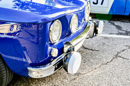 Details of an old, classic car, retro vehicle.の写真素材